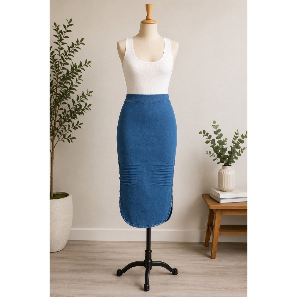 Frank & Eileen Donegal Unforgettable Denim Midi Pencil Skirt Blue Size 8